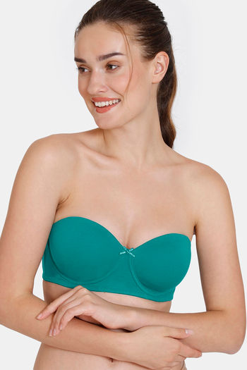 Buy Zivame Padded Wired 3/4th Coverage Strapless Bra - Deep Lake
